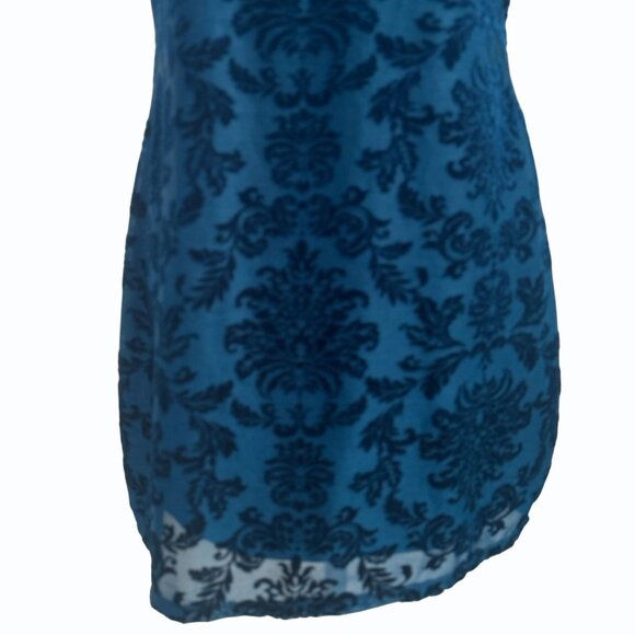 Forever 21 Womens Velvet Baroque Cami Mini Dress Womens XL Blue Burnout Goth - Picture 4 of 14
